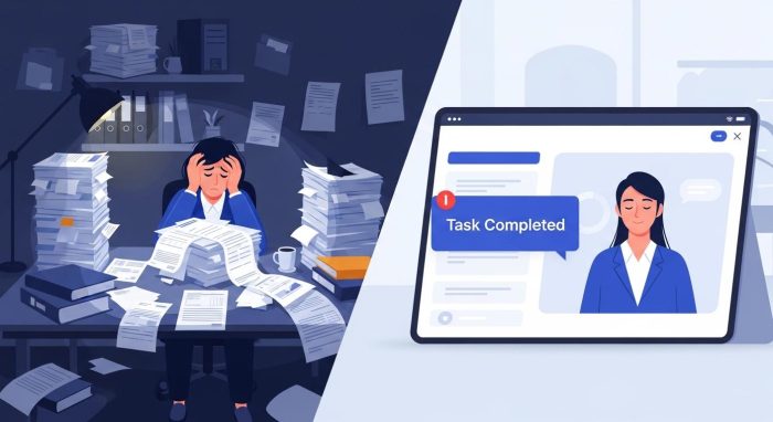 請求管理システムによる自動化の恩恵を示す比較図