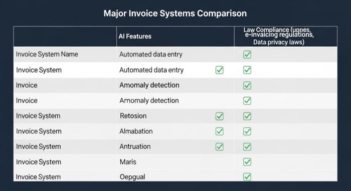 主要な請求管理システムの機能比較表