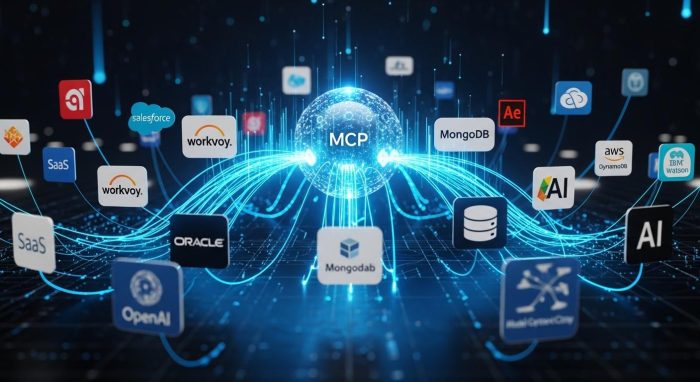 MCPによるAIエコシステムの統合イメージ図