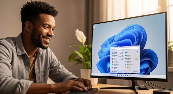 タスクバーが復元され快適にPCを使うユーザー