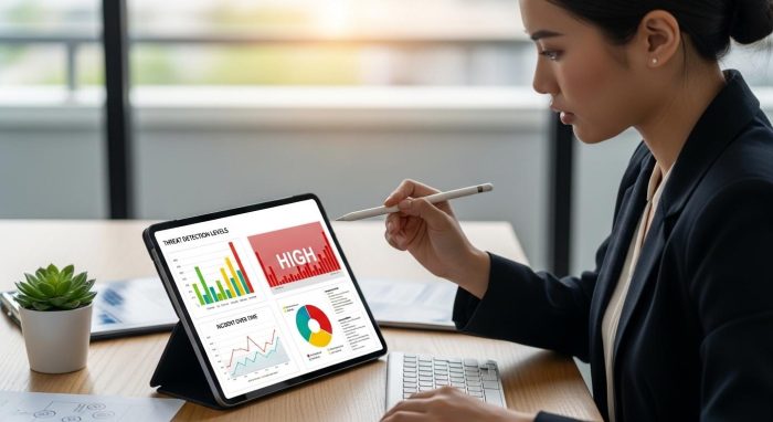 AIセキュリティレポートを分析するエンジニア