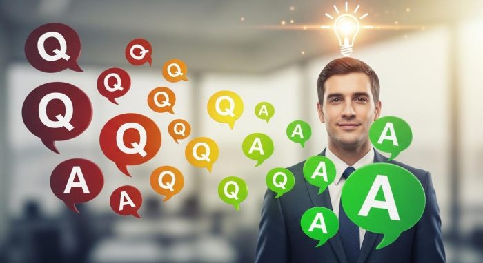 疑問が解決してスッキリするビジネスマンのイラスト