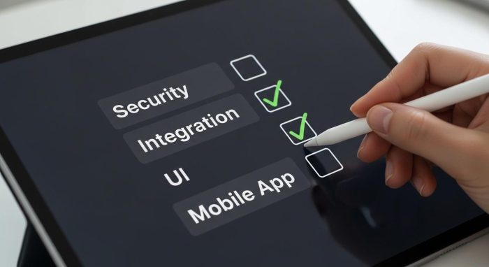 ツール選定のチェックリストを確認する担当者