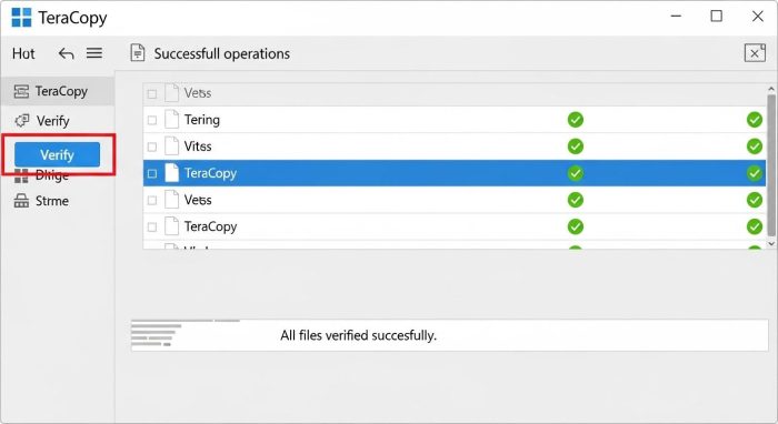 ベリファイ完了後の正常な状態の表示