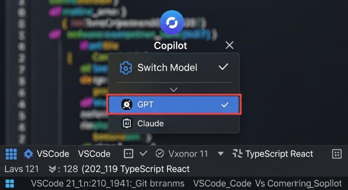 VSCodeでのCopilotモデル選択メニュー