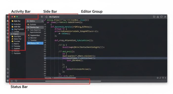 VSCodeの基本インターフェース解説図