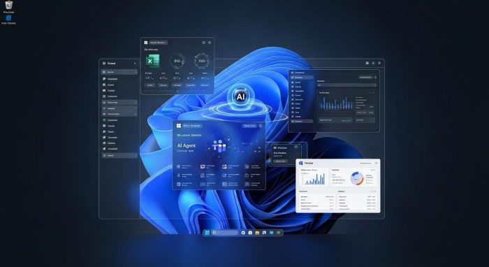 2026年の最新トレンドであるAIエージェントが動作するWindows 11画面