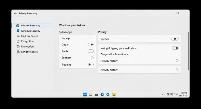 Windows 11のプライバシー設定画面におけるAI関連のトグル項目
