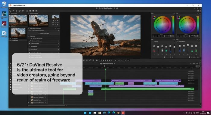 高機能動画編集ソフトDaVinci Resolveの編集画面イメージ