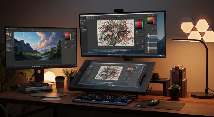 GIMPでの写真編集とKritaでのイラスト制作画面の比較