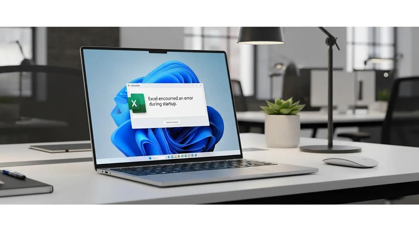 Windows 11のパソコン画面でエクセルが開かないエラーが表示されている様子