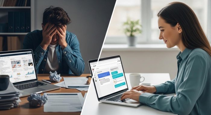 転職活動の悩みをAIで解決する比較図