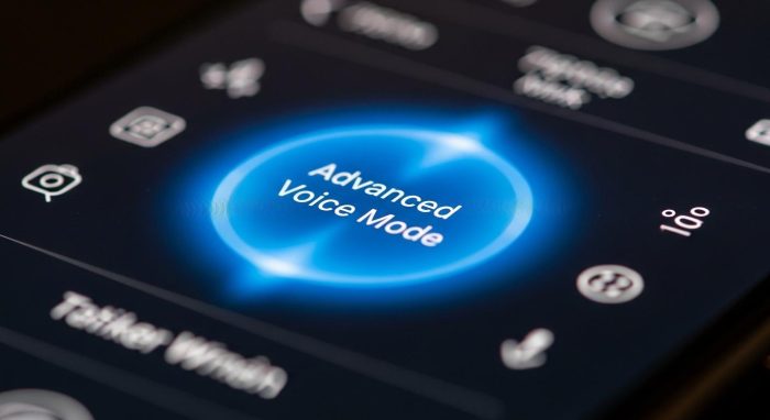 高度音声モードが有効になり青く光るChatGPTの画面