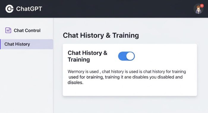 ChatGPTのデータ管理とプライバシー設定画面