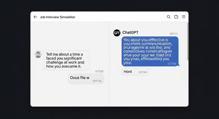 ChatGPTと英語での入社面接ロールプレイを行っている様子
