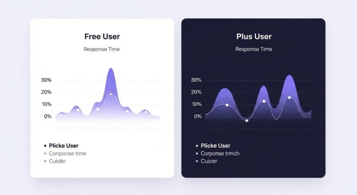 無料版とPlus版の応答速度比較グラフ