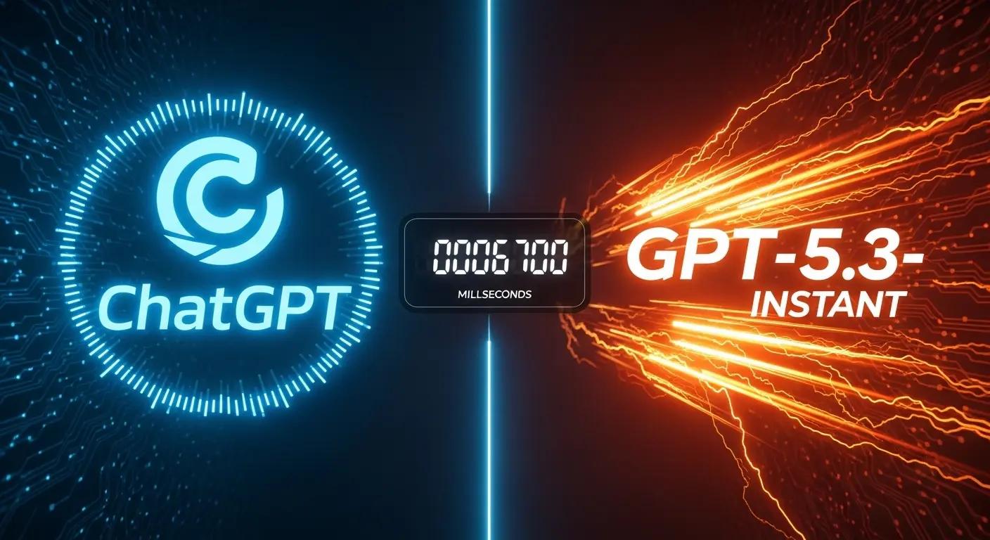 ChatGPTとGPT-5.3-Instantの応答速度を比較するインフォグラフィック