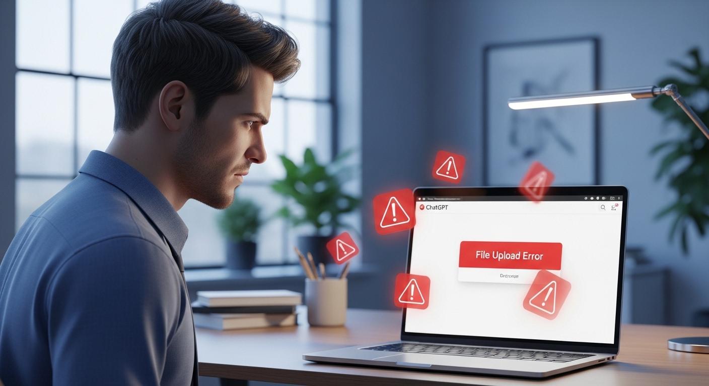ChatGPTで画像が送れず困っているユーザーのイメージ