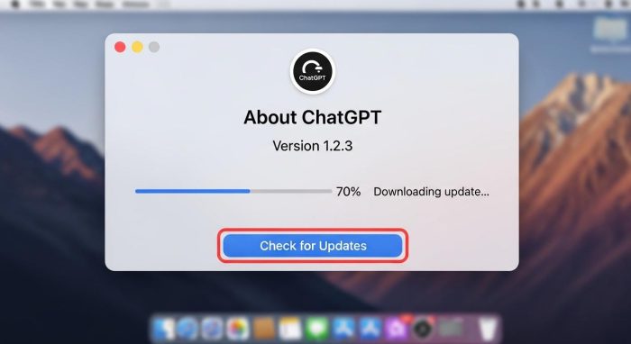 ChatGPT Macアプリで最新のアップデートを確認する操作