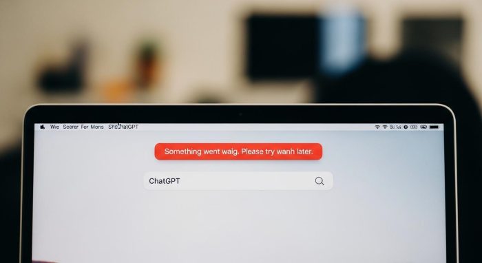 ChatGPT Macアプリに表示されたエラーメッセージのクローズアップ