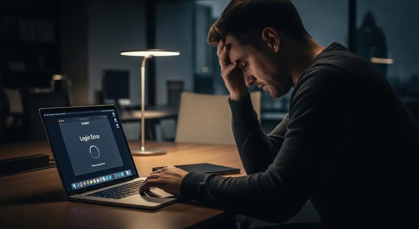 MacでChatGPTアプリのログインエラーに直面しているユーザーの様子