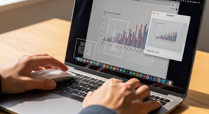 画面のスクリーンショットをChatGPTに送って質問する様子