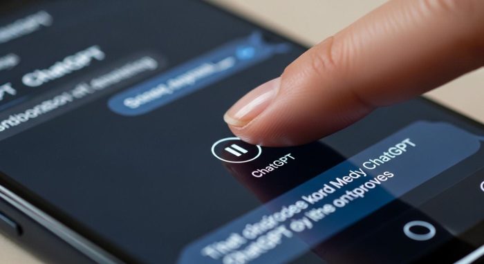 ChatGPTの読み上げを画面タップで中断する様子