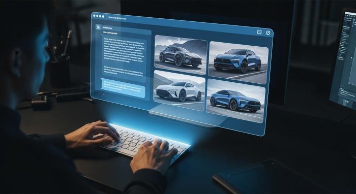 詳細なプロンプトを入力して画像を生成する様子