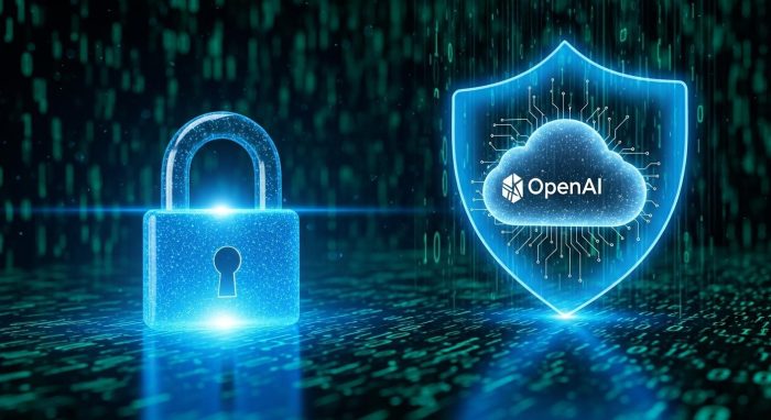 AIのデータ保護とセキュリティを象徴するシールド