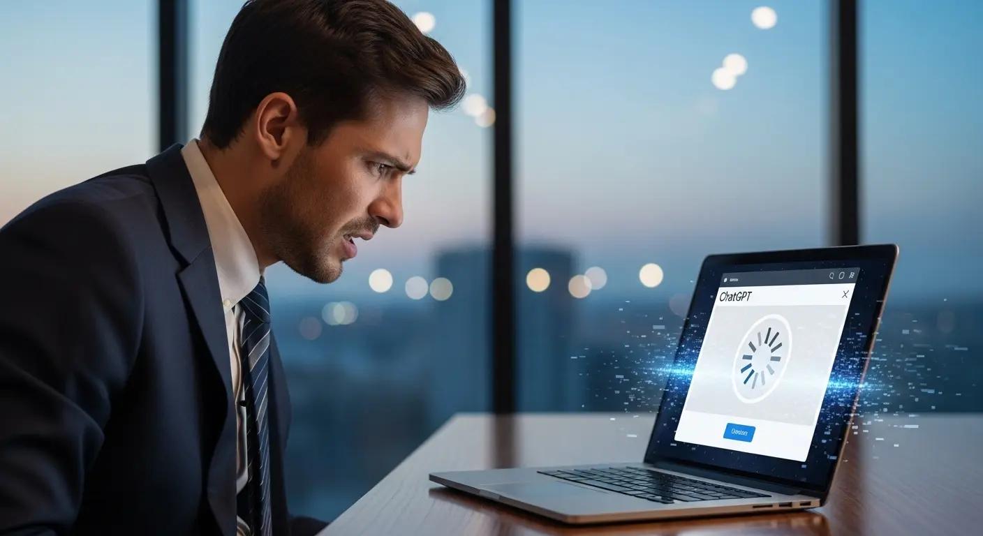 ChatGPTの読み込みが遅くて困っている男性