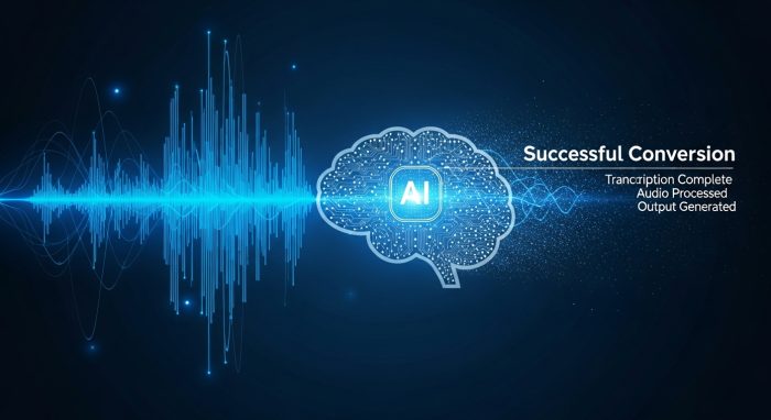 AIが音声を正確にテキストに変換するプロセスのイメージ