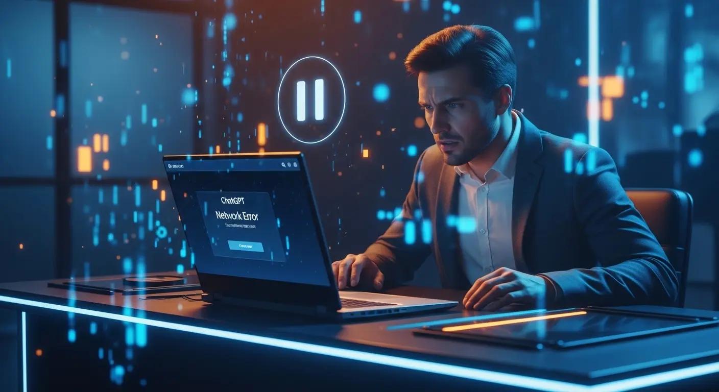 ChatGPTが生成中に途中で止まってしまいエラーが表示されている様子