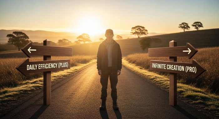 自分に最適なAIプランを選択する人の後ろ姿