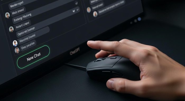 新規チャット作成ボタンをクリックする様子