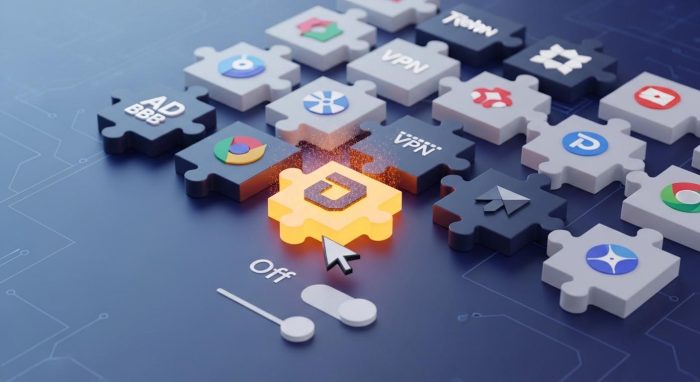 ブラウザの拡張機能を無効化して干渉を解決するイメージ