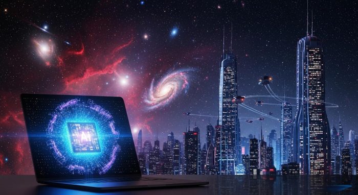 未来のmacOSとAIの融合イメージ