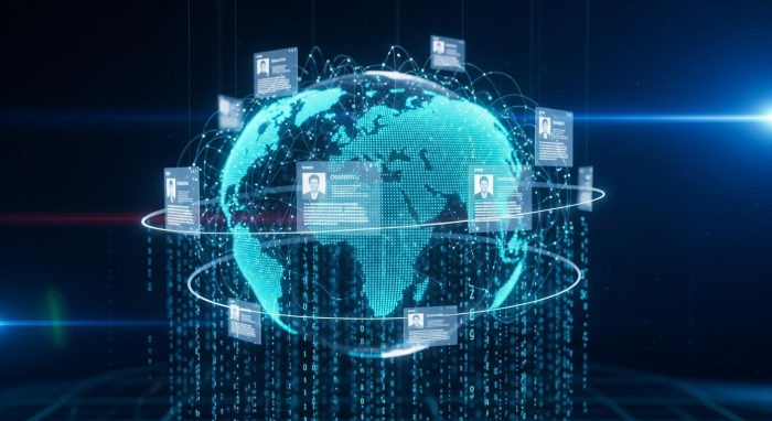 世界中のデータをリアルタイムで分析するAIマーケティングのイメージ