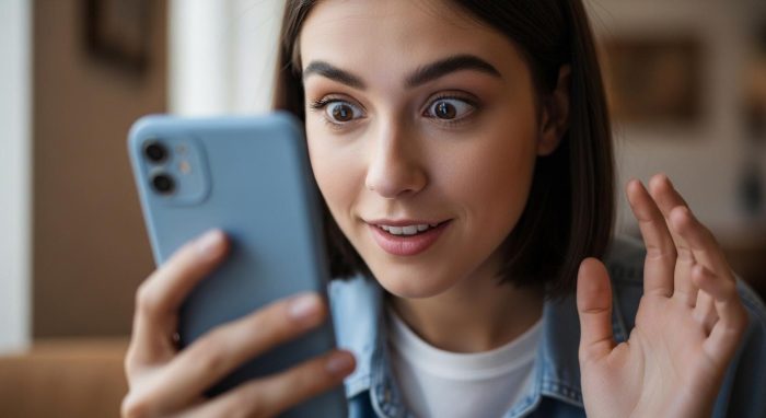 AIの自然な声に驚き喜ぶスマートフォンの利用者