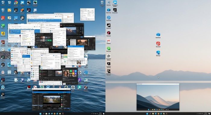 整理されたデスクトップと散らかったデスクトップの比較