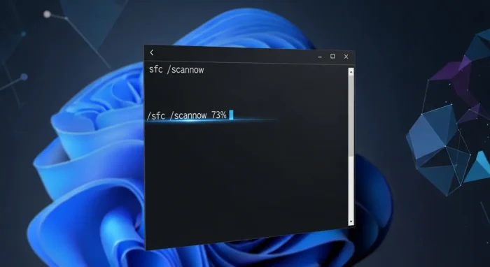 管理者権限のコマンドプロンプトでシステムファイルチェッカーを実行する画面