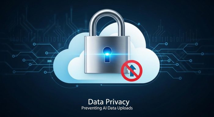 AIサーバーへのデータ送信をブロックするイメージ