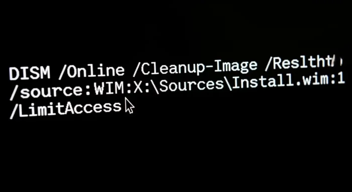 SourceオプションとLimitAccessフラグを使用したDISM修復コマンドの入力