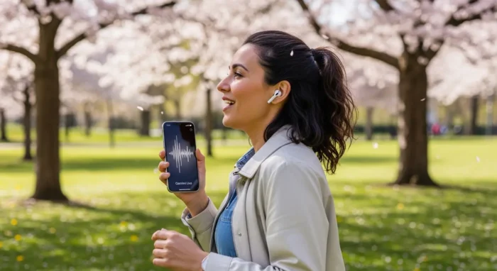 Gemini LiveでAIと自然な音声対話を行うユーザー