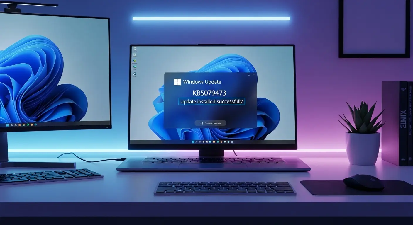 Windows 11の更新プログラムKB5079473のインストール画面とトラブル解決のイメージ