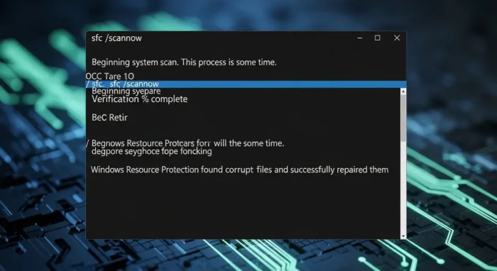 コマンドプロンプトでシステム修復を実行する画面