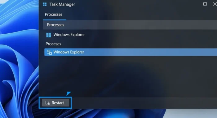 Windows 11のタスクマネージャーでエクスプローラーを再起動する手順