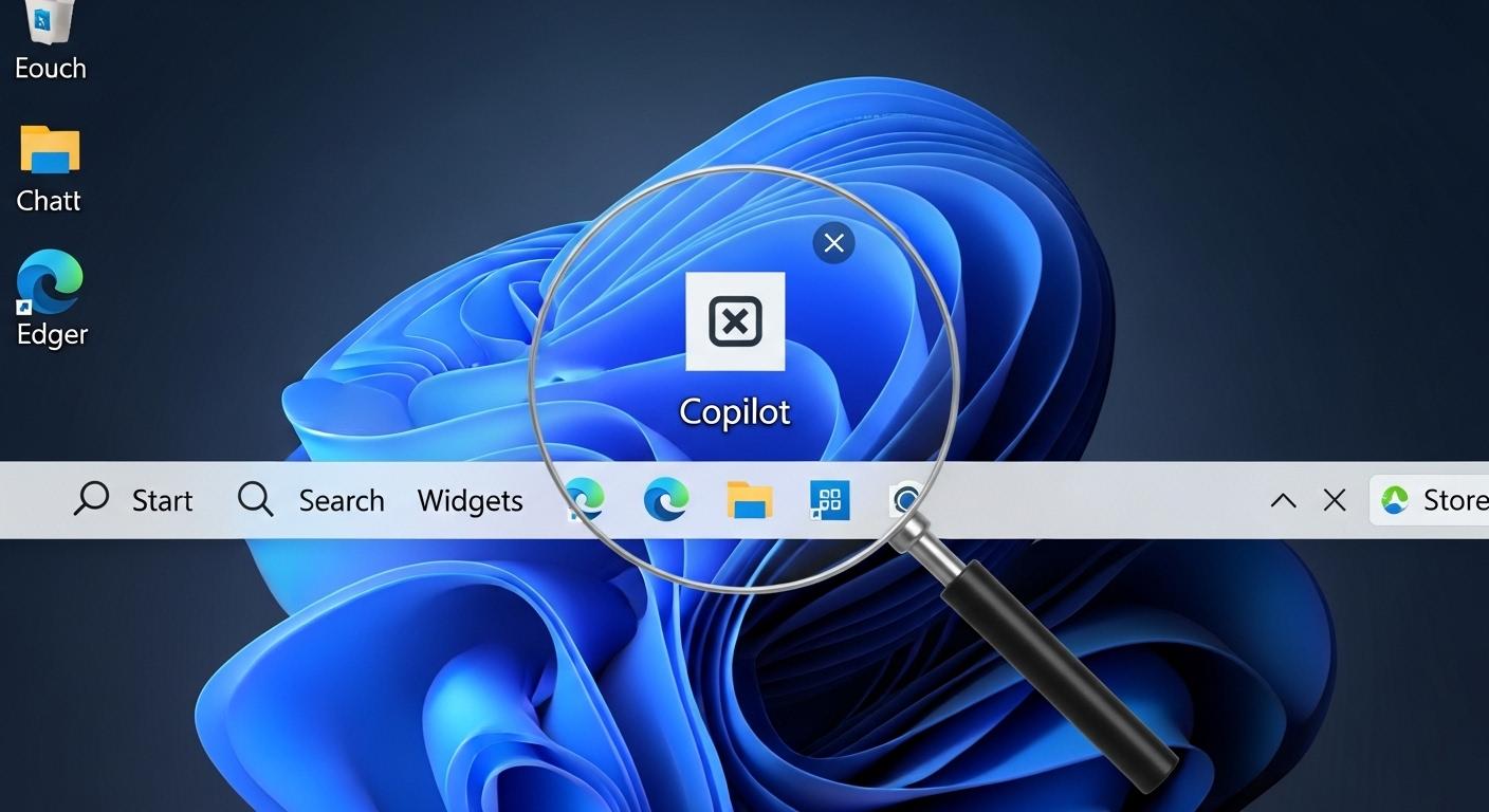 Windows 11のタスクバーにあるCopilotアイコンと削除イメージ