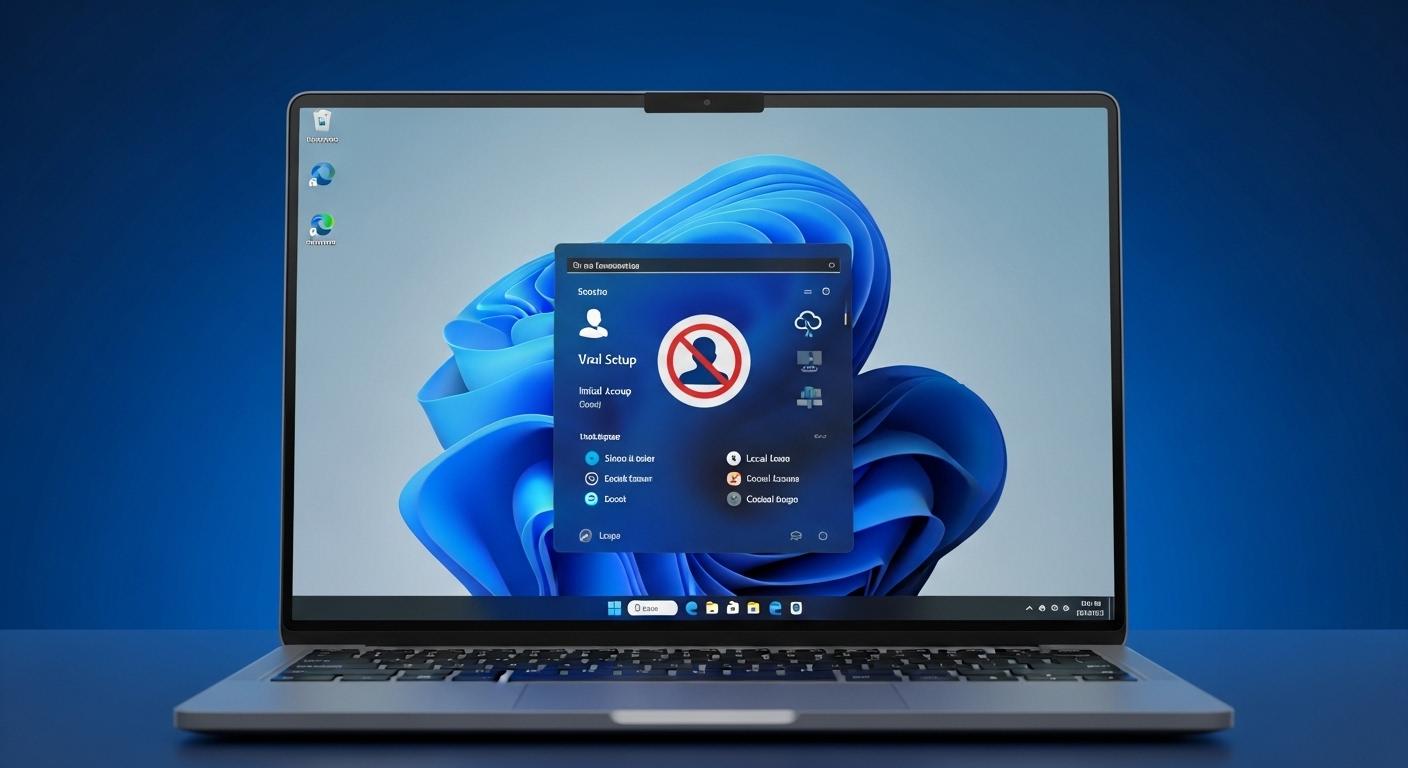 Windows 11の初期設定画面とローカルアカウントのイメージ
