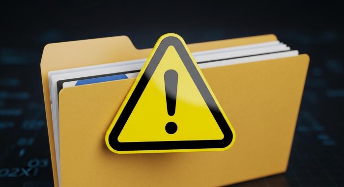 システムファイルの削除に対する警告イメージ