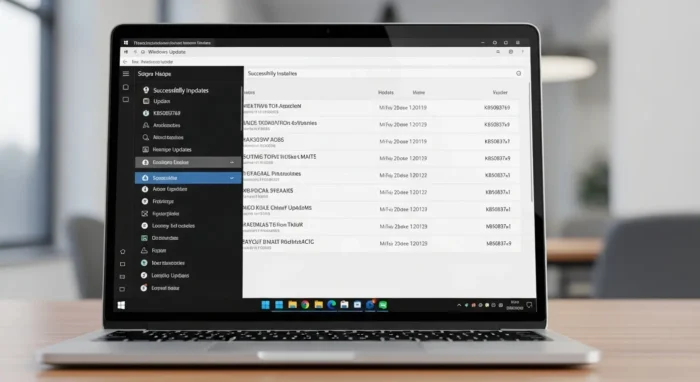 インストール済みの更新プログラム一覧を確認する画面